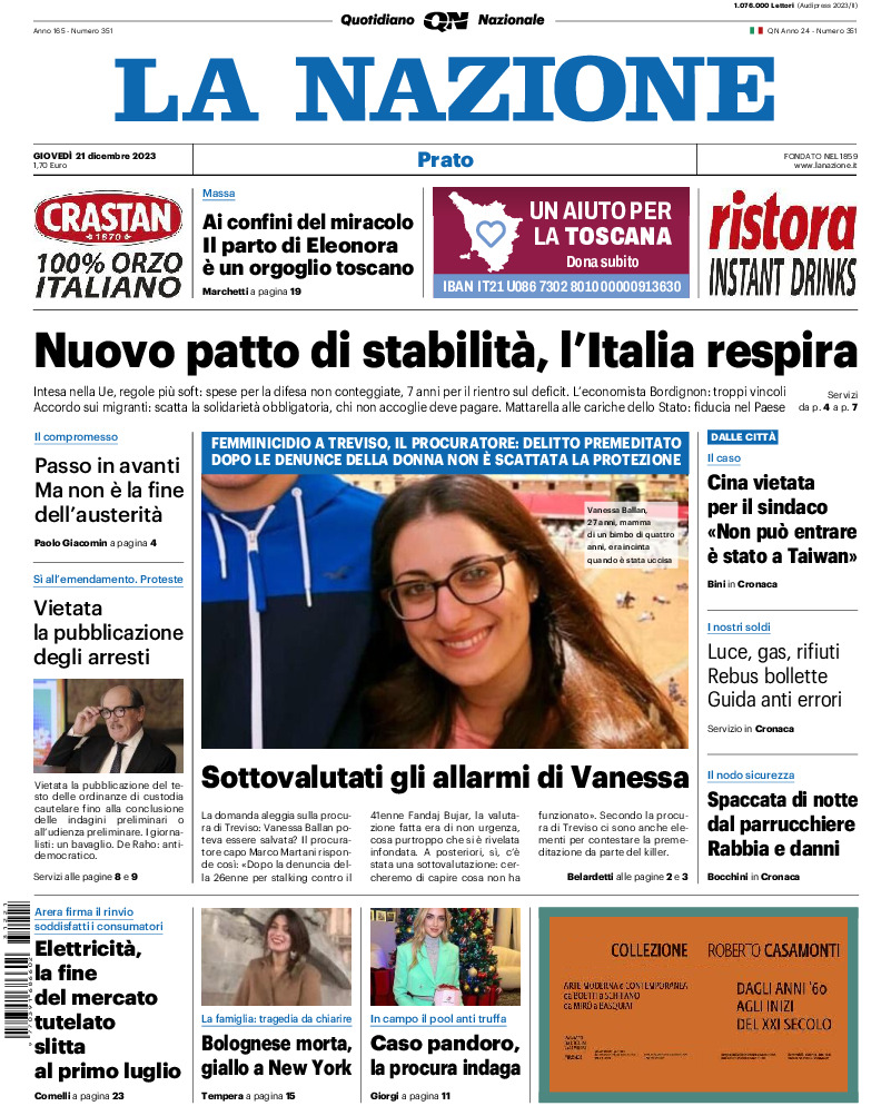 Prato - giovedì 21 Dicembre 2023