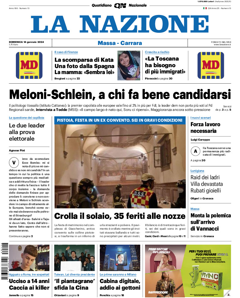 Massa Carrara - domenica 14 Gennaio 2024