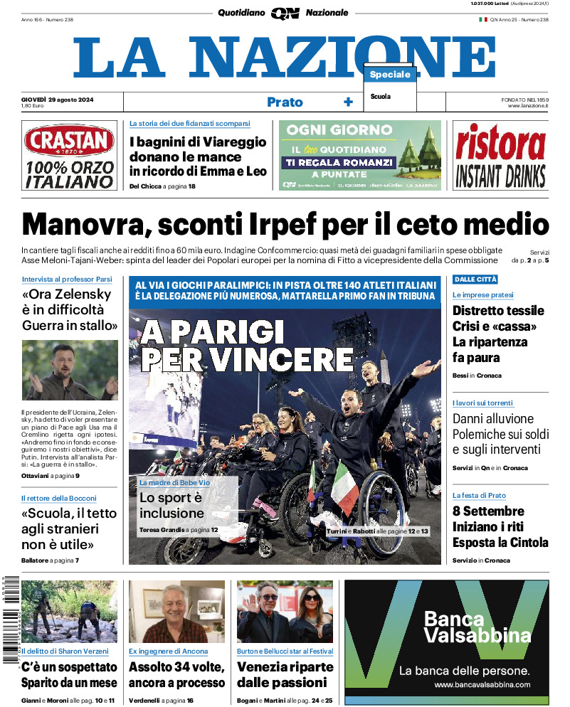 Prato - giovedì 29 Agosto 2024