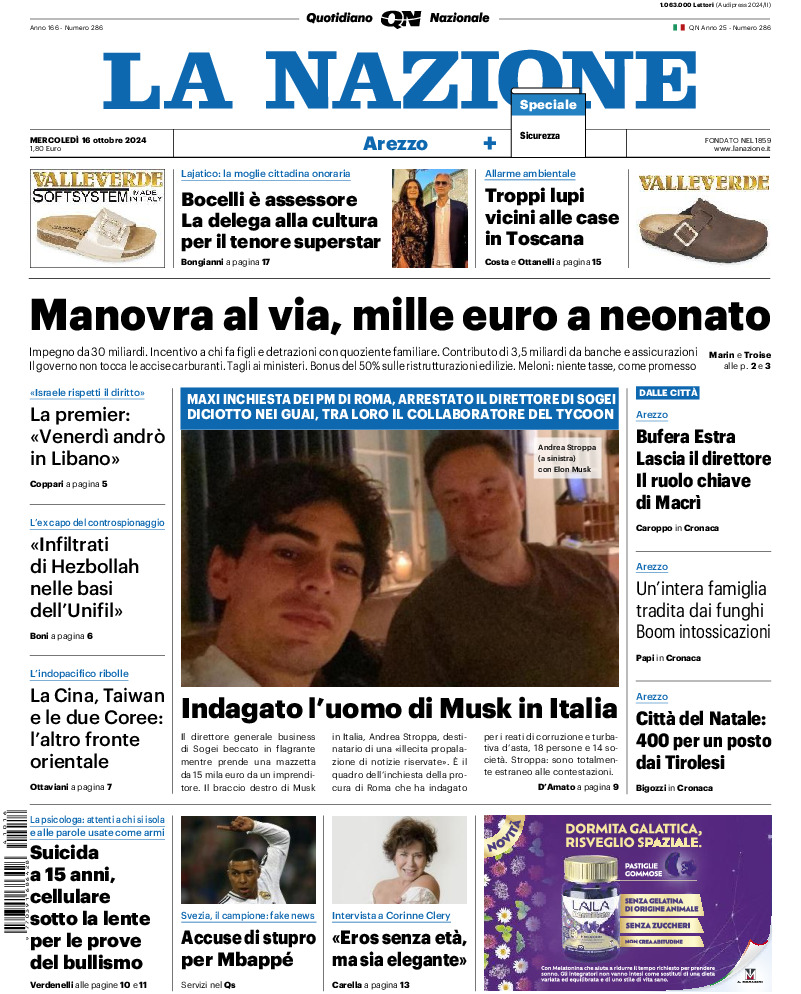 Arezzo - mercoledì 16 Ottobre 2024