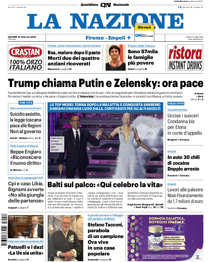 Nazionale - giovedì 13 Febbraio 2025