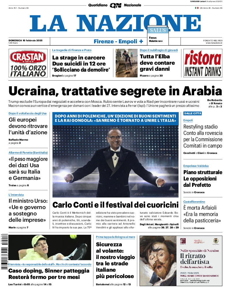 Nazionale - domenica 16 Febbraio 2025