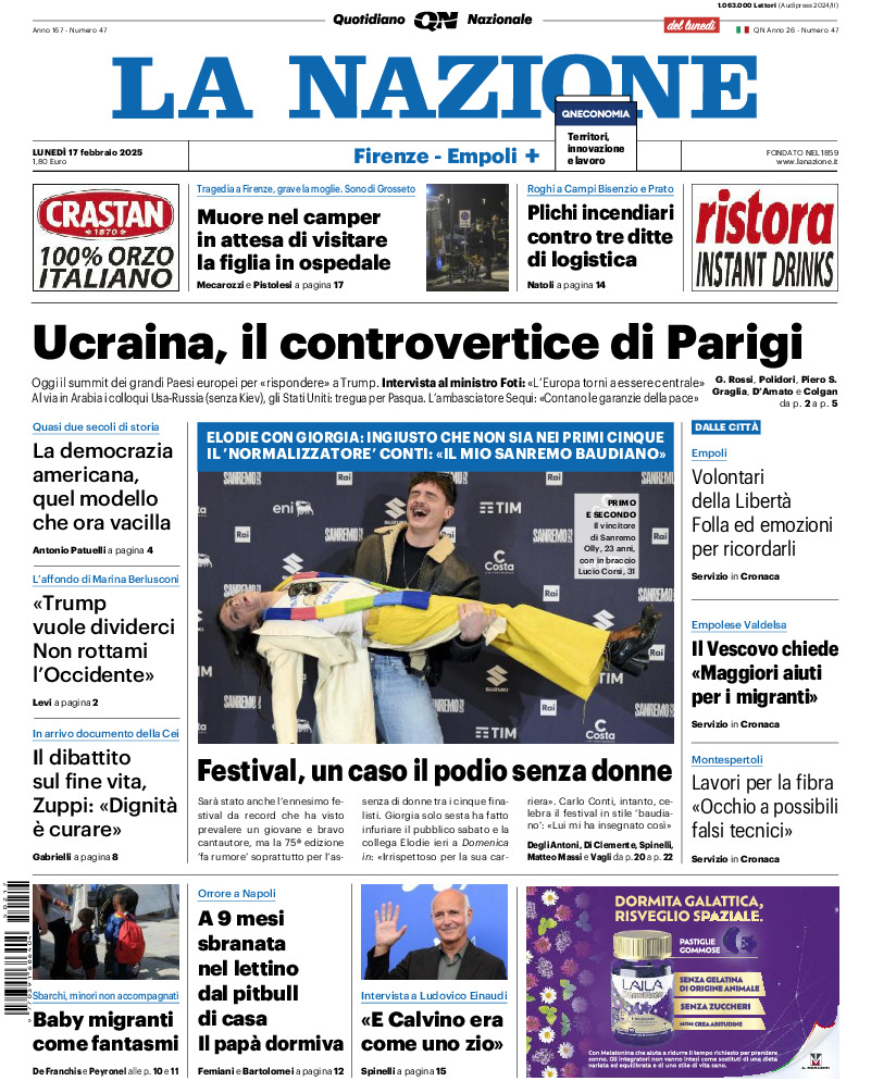 Nazionale - lunedì 17 Febbraio 2025