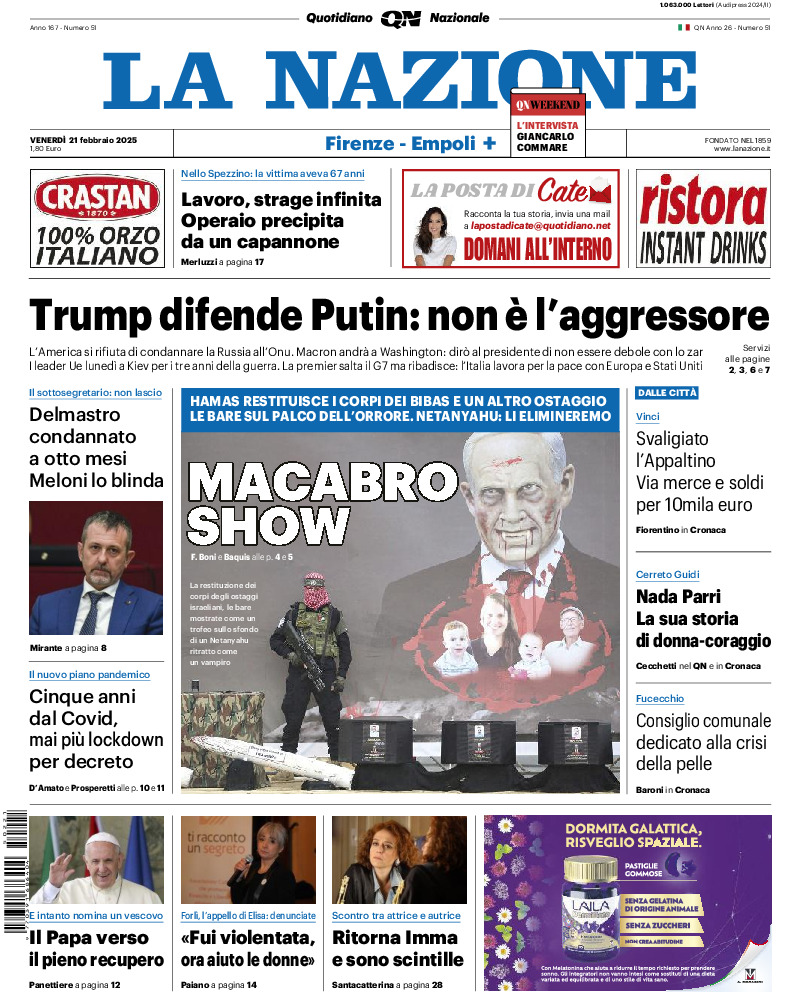 Nazionale - venerdì 21 Febbraio 2025