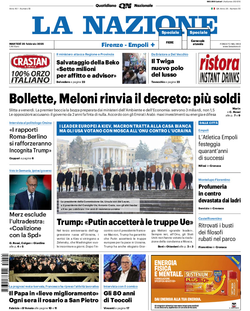 Nazionale - martedì 25 Febbraio 2025