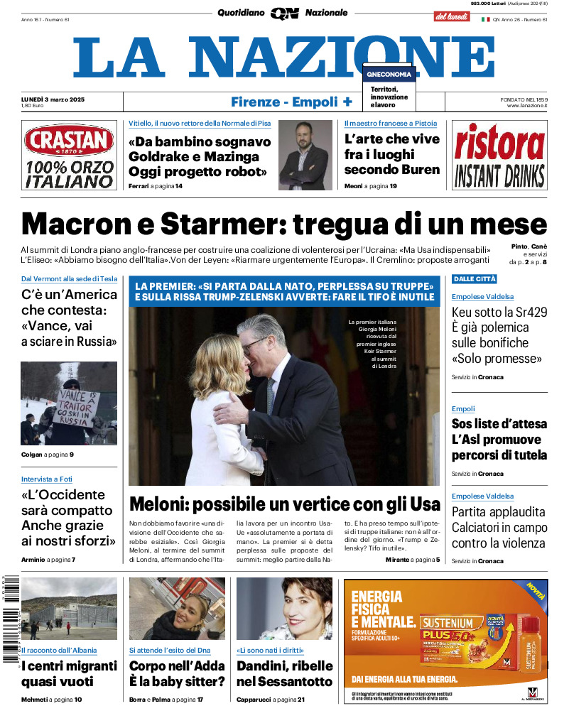 Nazionale - lunedì 03 Marzo 2025