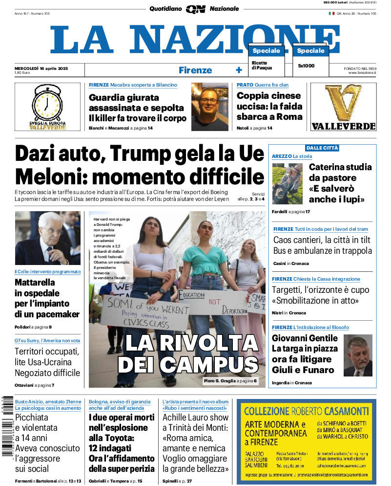 Firenze - mercoledì 16 Aprile 2025