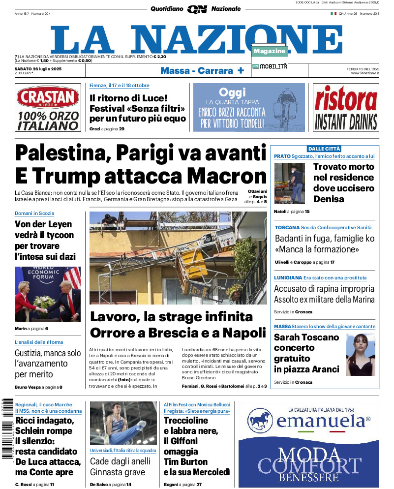 Massa Carrara - sabato 26 Luglio 2025