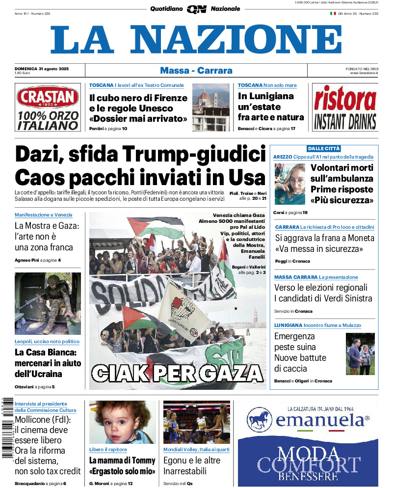Massa Carrara - domenica 31 Agosto 2025